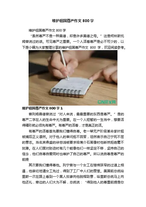 维护祖国尊严作文800字