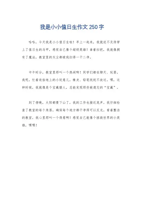 我是小小值日生作文250字