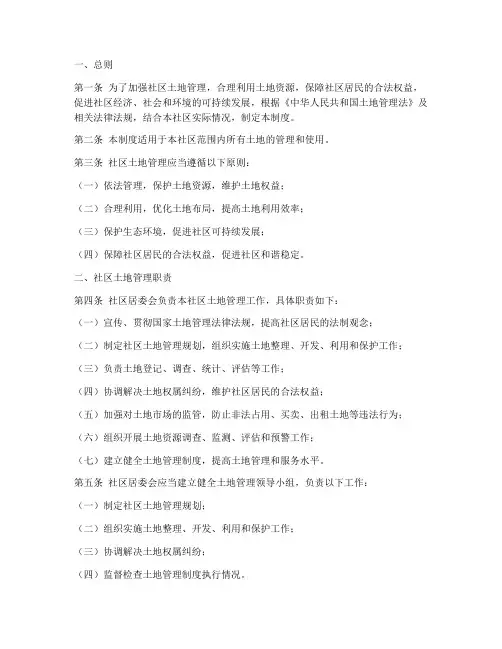 社区职责土地管理制度范本