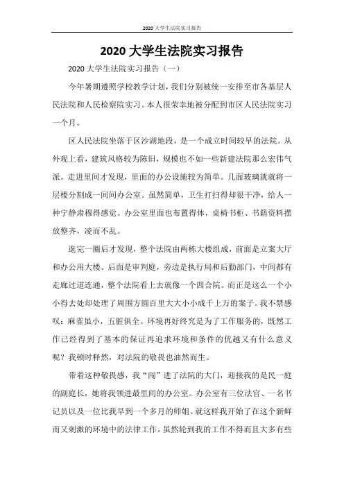 2020大学生法院实习报告
