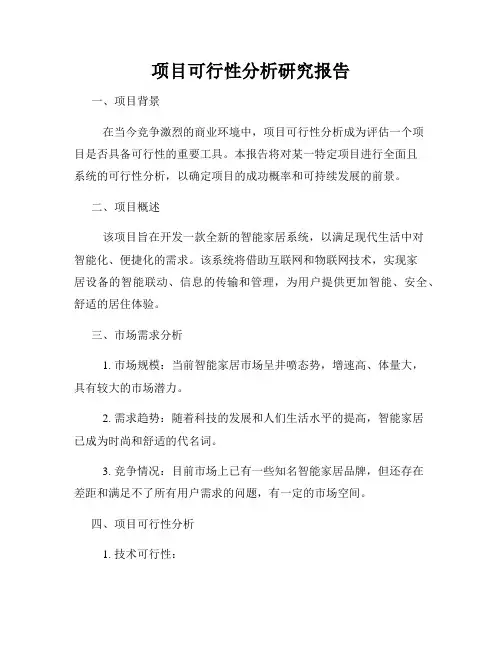 项目可行性分析研究报告