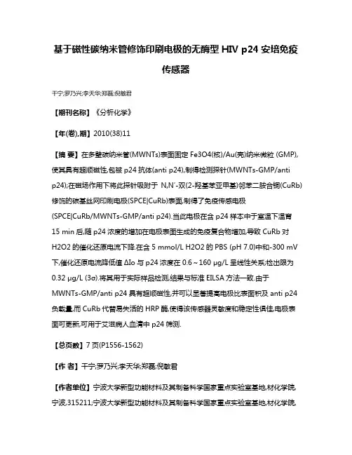 基于磁性碳纳米管修饰印刷电极的无酶型HIV p24安培免疫传感器