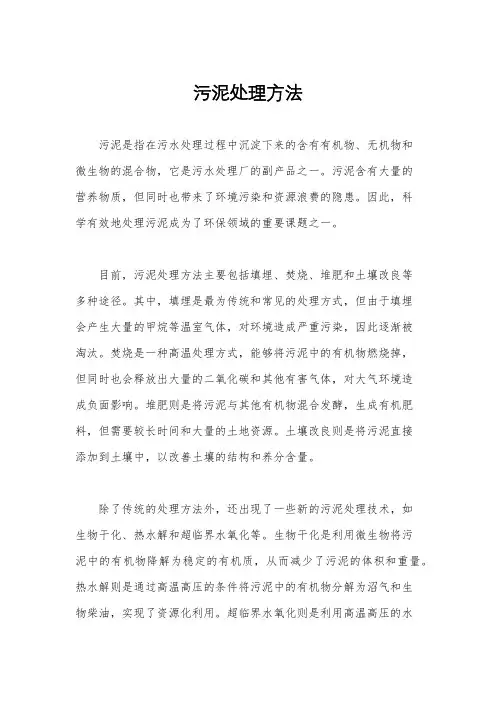 污泥处理方法