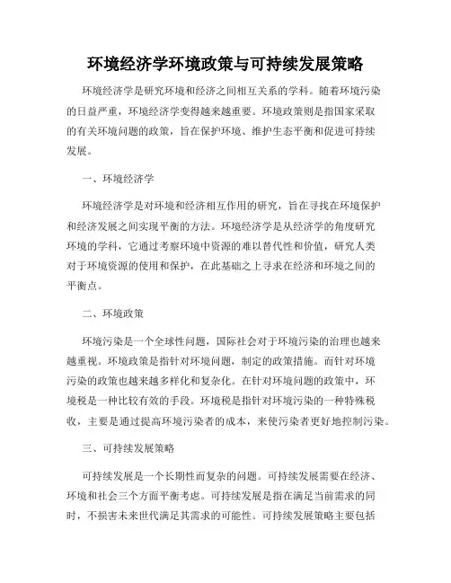 环境经济学环境政策与可持续发展策略