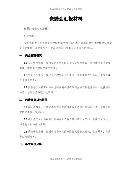安委会汇报材料