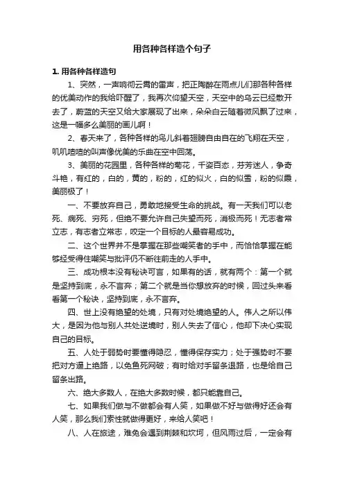 用各种各样造个句子