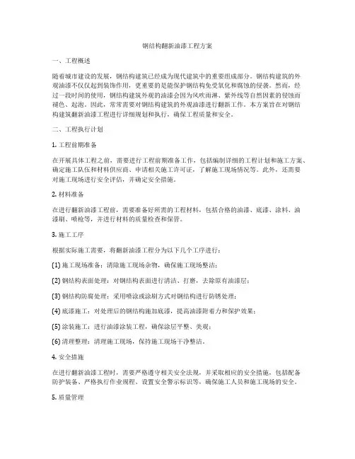 钢结构翻新油漆工程方案