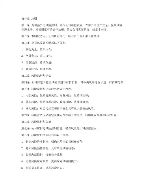 公司风控管理制度范本