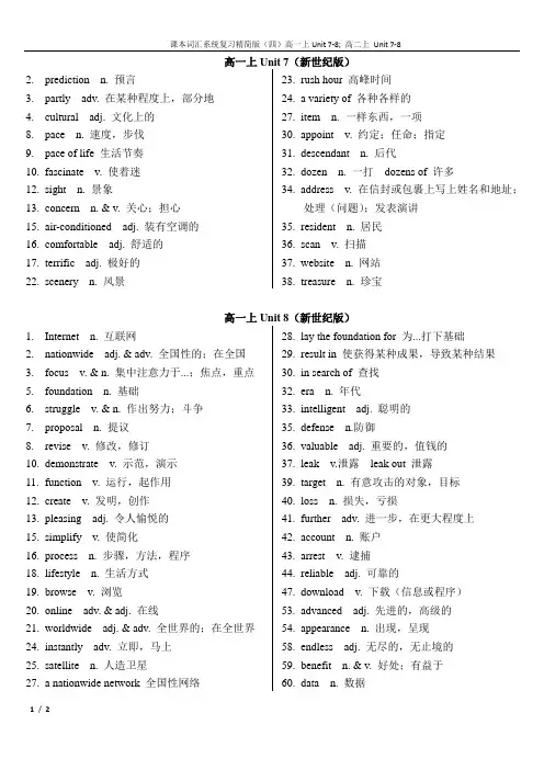 杨浦五角场高考补习班新王牌课本词汇系统复习精简版(四)