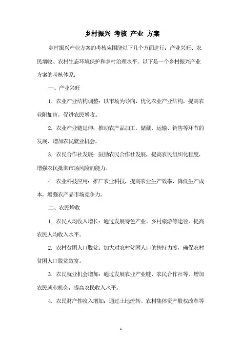 乡村振兴 考核 产业 方案