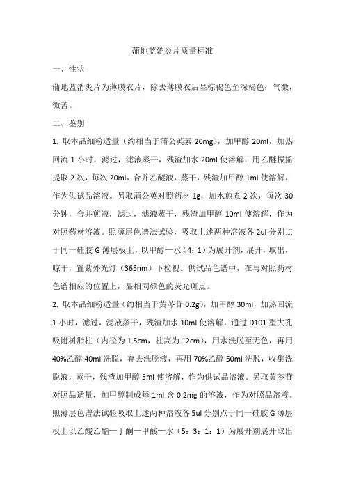 蒲地蓝消炎片质量标准
