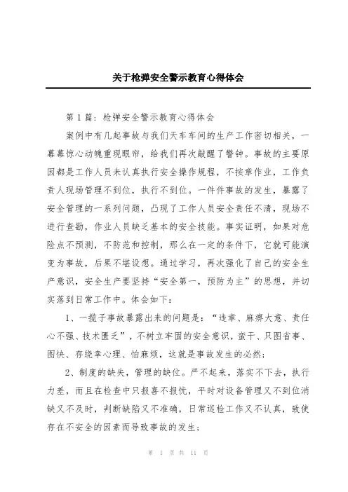 关于枪弹安全警示教育心得体会