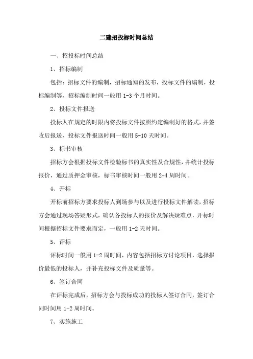 二建招投标时间总结