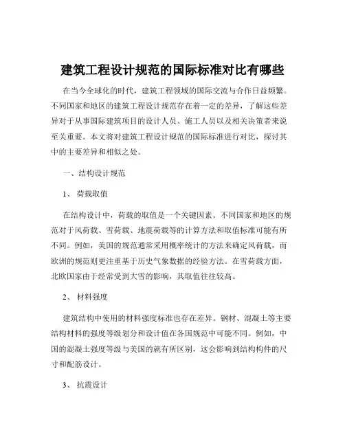 建筑工程设计规范的国际标准对比有哪些