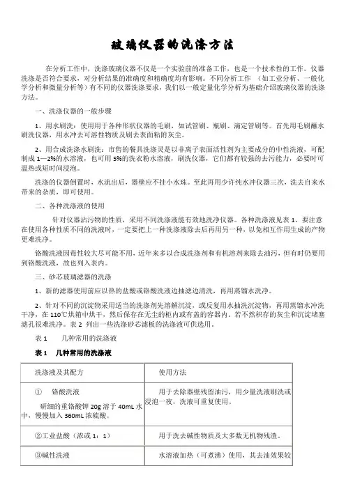 玻璃仪器的洗涤方法