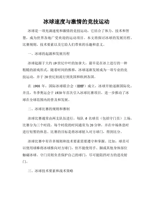 冰球速度与激情的竞技运动