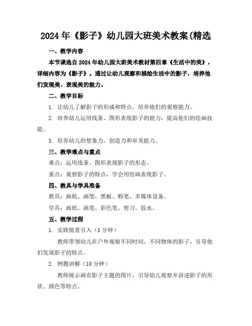 2024年《影子》幼儿园大班美术教案(精选