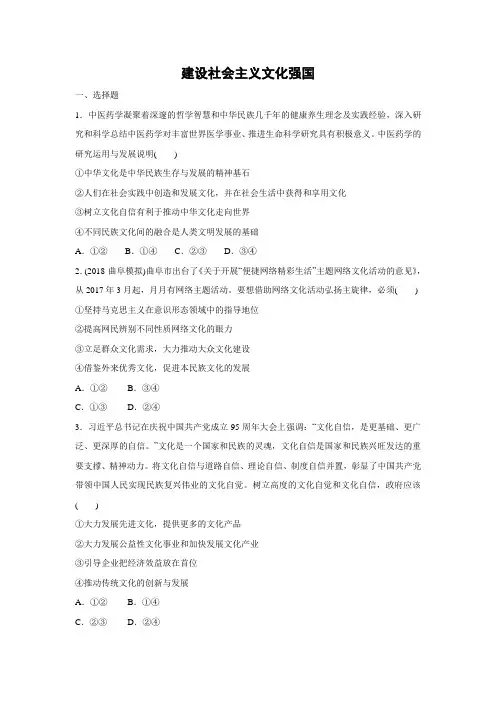 课时作业13：4.9 建设社会主义文化强国