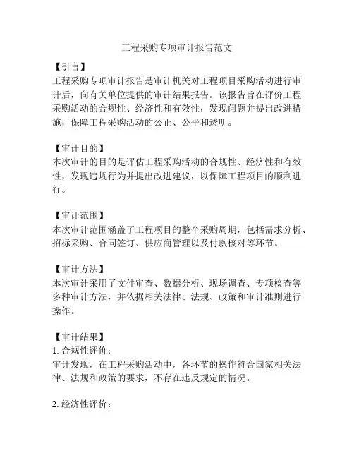 工程采购专项审计报告范文