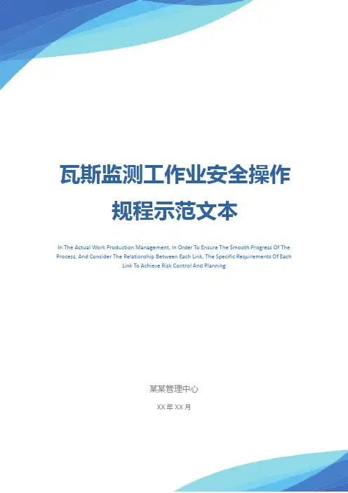 瓦斯监测工作业安全操作规程示范文本