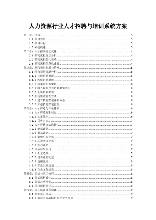 人力资源行业人才招聘与培训系统方案