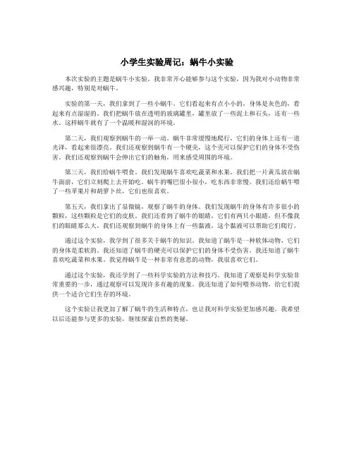 小学生实验周记：蜗牛小实验