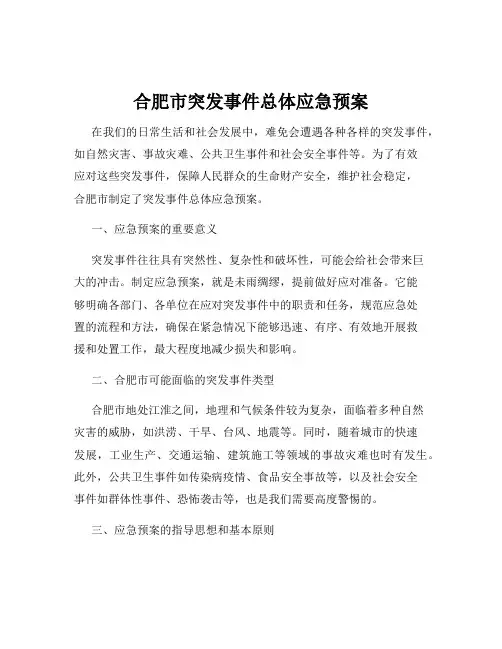 合肥市突发事件总体应急预案