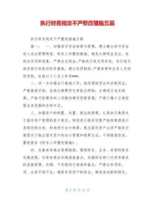 执行财务规定不严整改措施五篇
