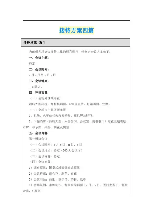 接待方案四篇【实用模板】