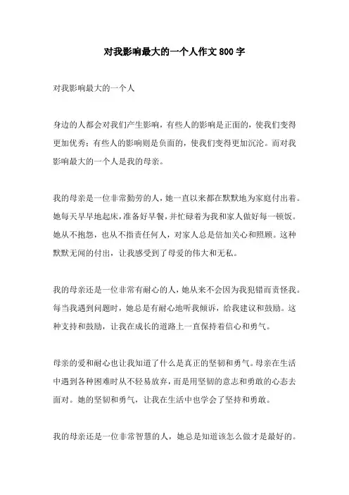 对我影响最大的一个人作文800字