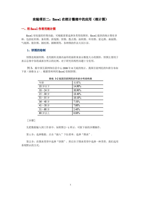实验项目二Excel在统计整理中的应用统计图
