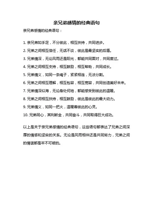 亲兄弟感情的经典语句