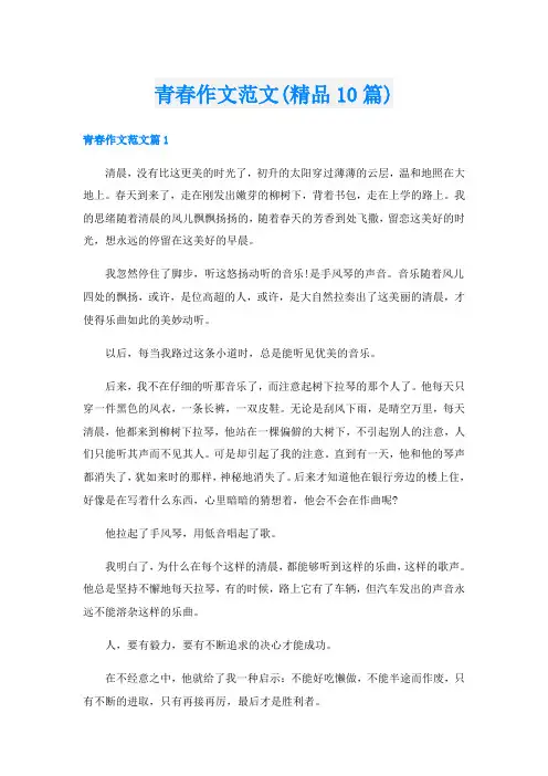 青春作文范文(精品10篇)