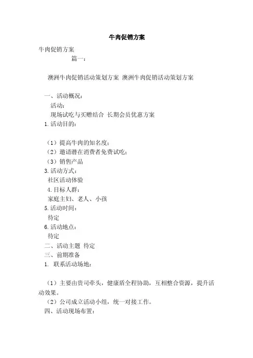 牛肉促销方案（范文）