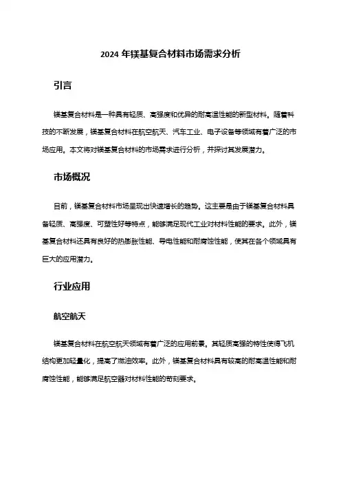 2024年镁基复合材料市场需求分析