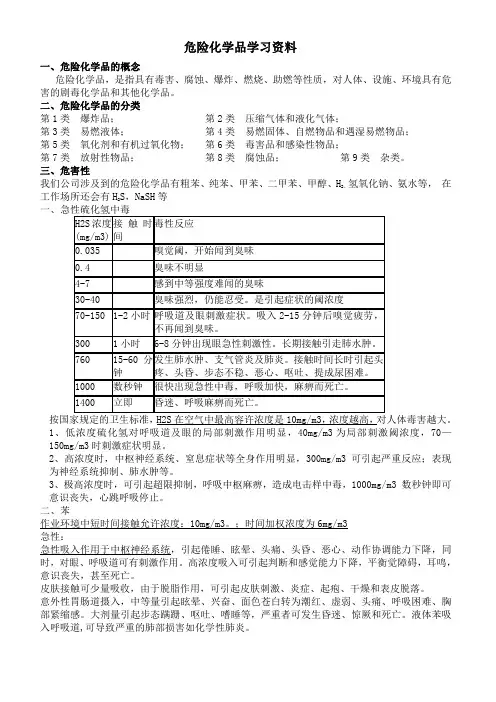 危险化学品学习资料