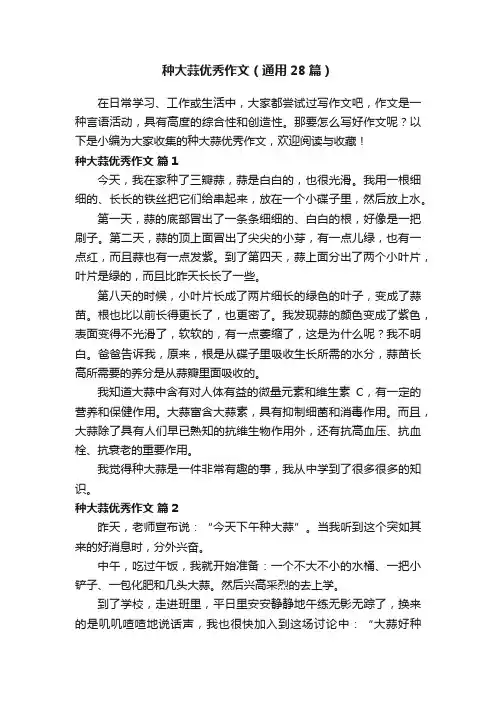 种大蒜优秀作文（通用28篇）