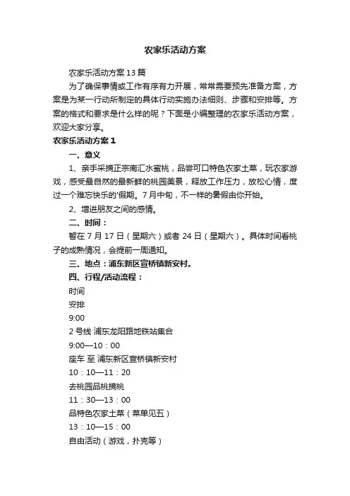 农家乐活动方案13篇