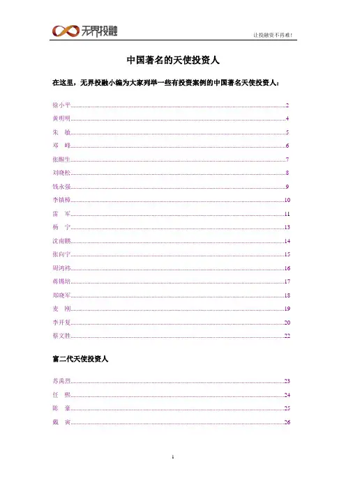 中国著名的天使投资人档案