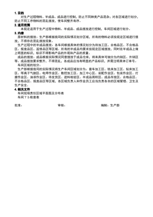 车间区域及标识管理规定