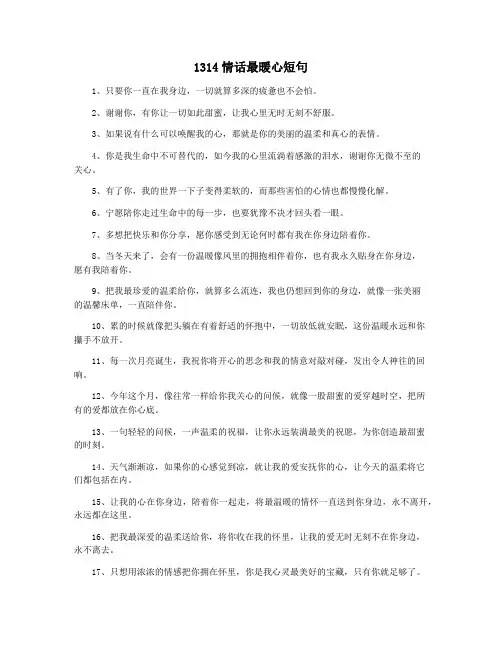 1314情话最暖心短句