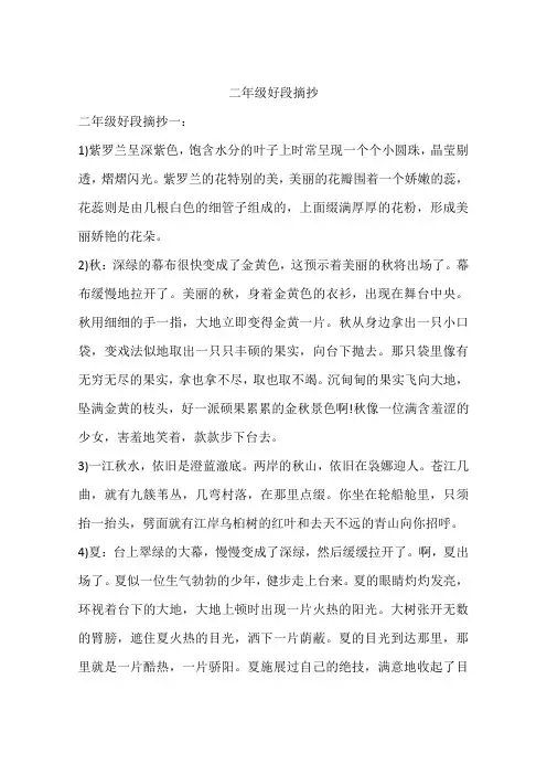 二年级好段摘抄