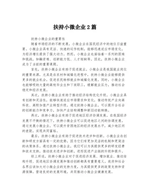 扶持小微企业