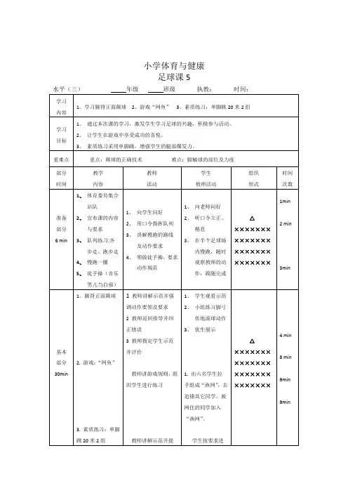 小学体育水平三《足球》教案 (5)