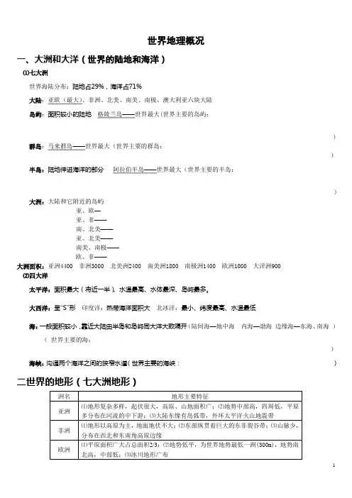 世界地理概况和空间定位