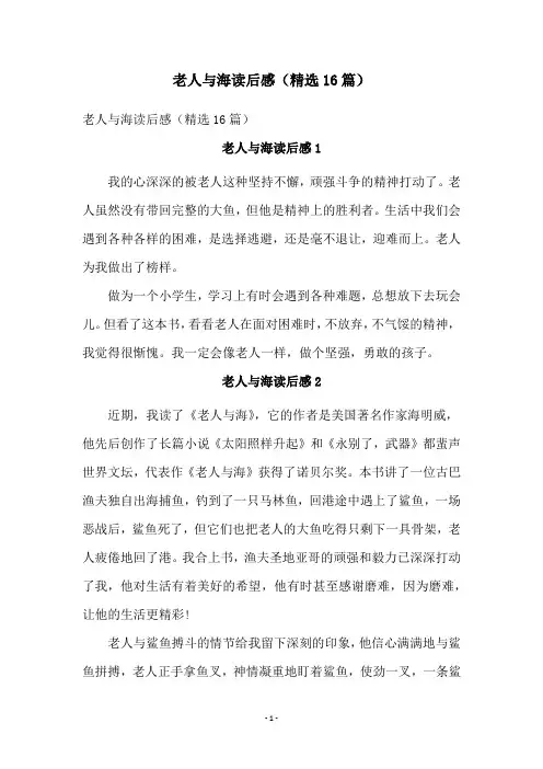 老人与海读后感(精选16篇)