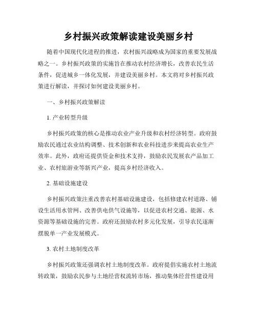 乡村振兴政策解读建设美丽乡村