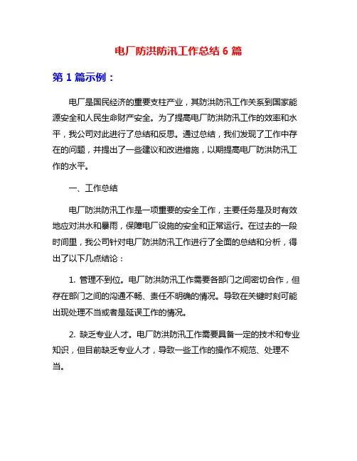 电厂防洪防汛工作总结6篇