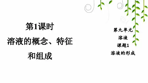 人教版化学九年级下册第1课时 溶液的概念、特征和组成课件