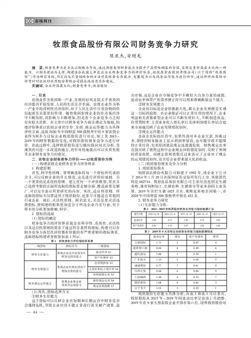 牧原食品股份有限公司财务竞争力研究